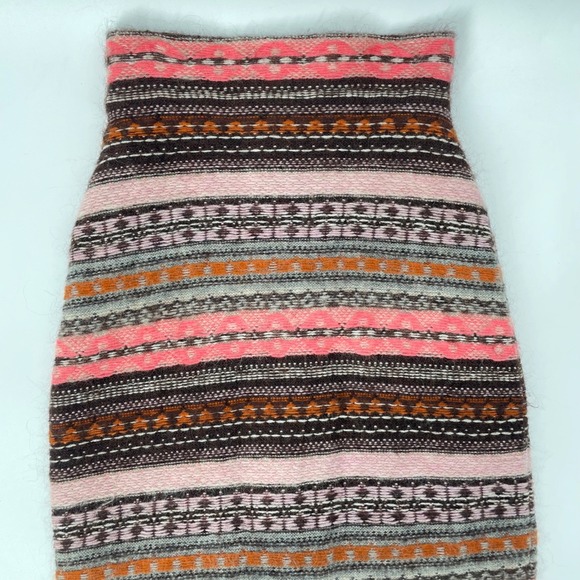 J. Crew Cashmere Wool Fair Isle Knit Skirt XXS Pink Brown Gray Boho Fairycore - Picture 2 of 10